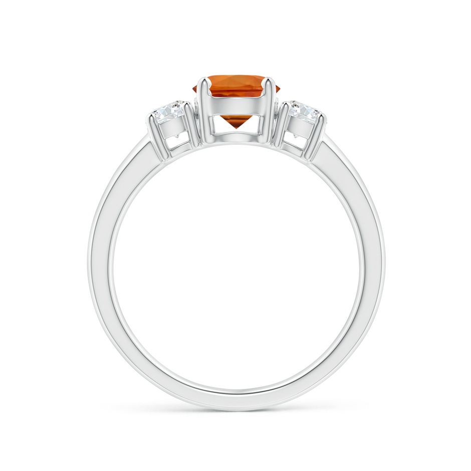 6mm AAAA Classic Orange Sapphire Three Stone Ring with Diamonds in White Gold side-1