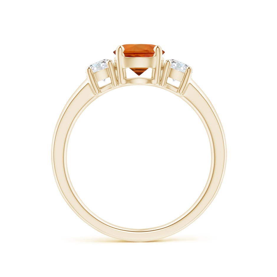 6mm AAAA Classic Orange Sapphire Three Stone Ring with Diamonds in Yellow Gold side-1