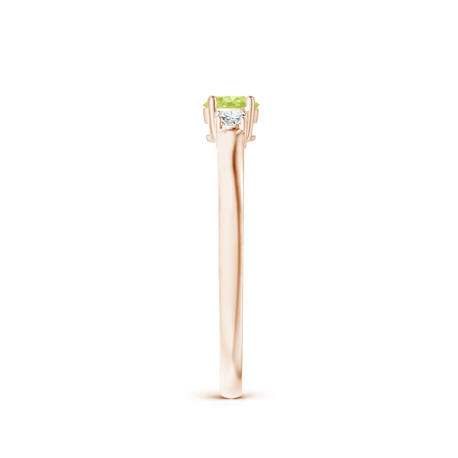 4mm A Classic Peridot and Diamond Three Stone Engagement Ring in Rose Gold side-2