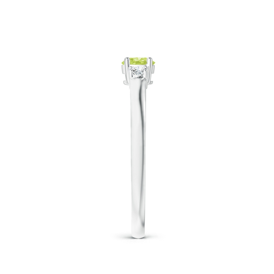 4mm A Classic Peridot and Diamond Three Stone Engagement Ring in White Gold side-2