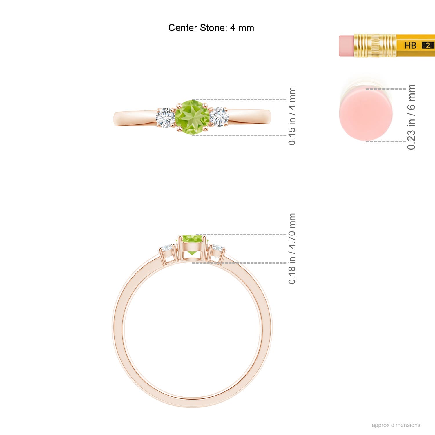 AA - Peridot / 0.44 CT / 14 KT Rose Gold