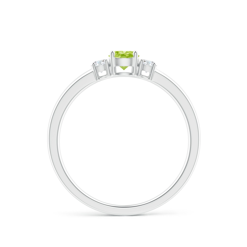 4mm AA Classic Peridot and Diamond Three Stone Engagement Ring in White Gold side-1