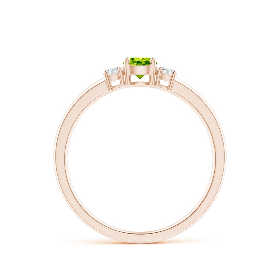 4mm AAA Classic Peridot and Diamond Three Stone Engagement Ring in Rose Gold side-1