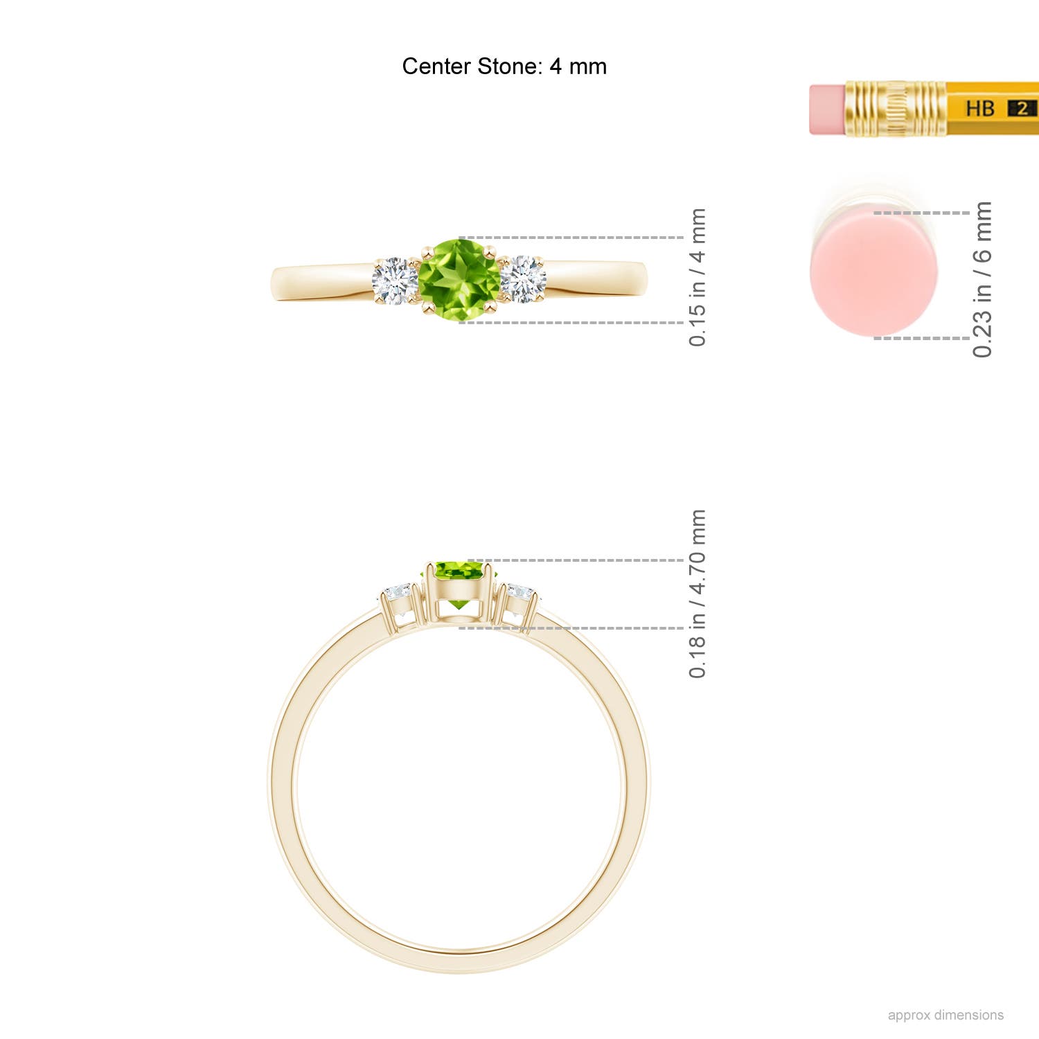 AAA - Peridot / 0.44 CT / 14 KT Yellow Gold