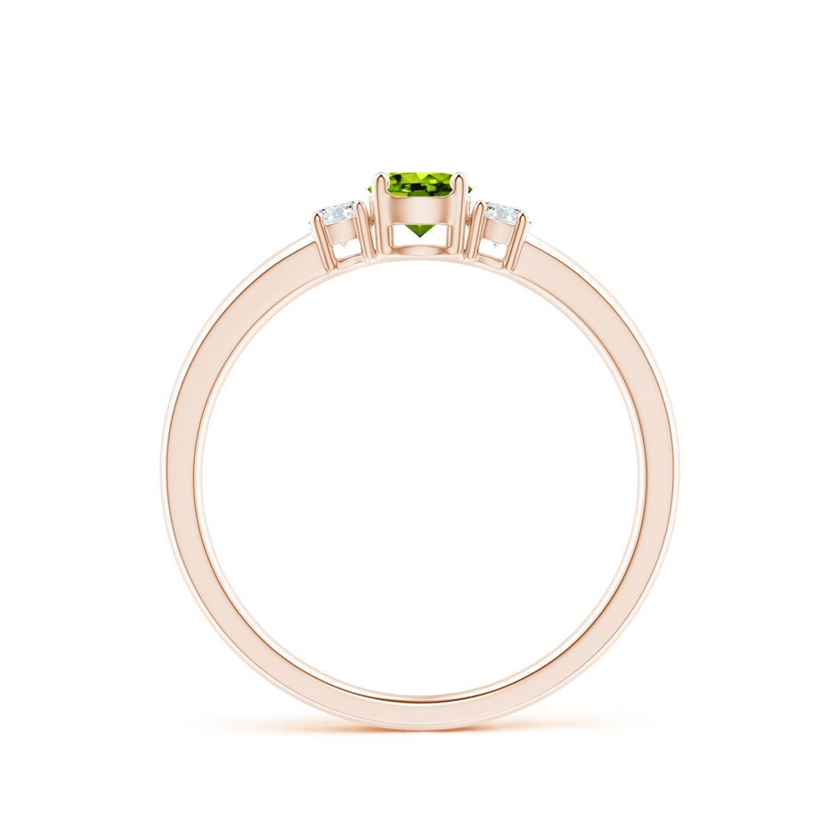 4mm AAAA Classic Peridot and Diamond Three Stone Engagement Ring in Rose Gold side-1