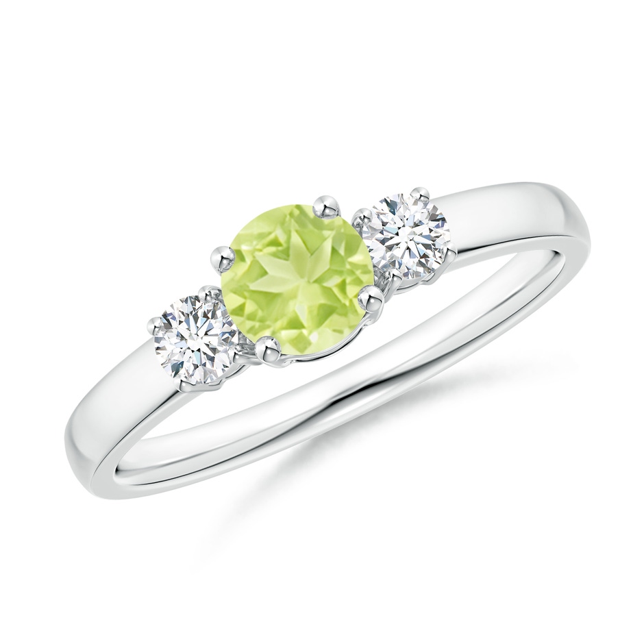 5mm A Classic Peridot and Diamond Three Stone Engagement Ring in P950 Platinum 