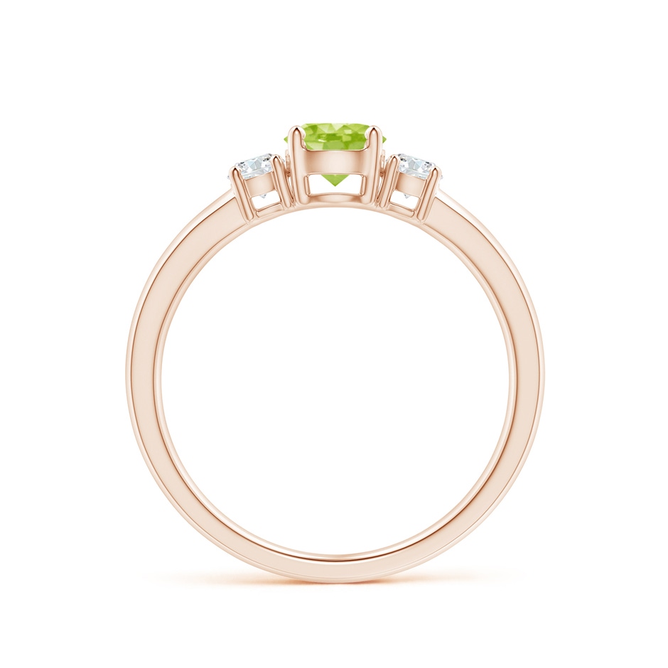 5mm AA Classic Peridot and Diamond Three Stone Engagement Ring in Rose Gold side-1
