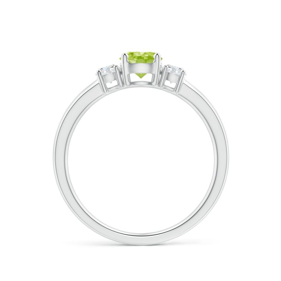 5mm AA Classic Peridot and Diamond Three Stone Engagement Ring in White Gold side-1