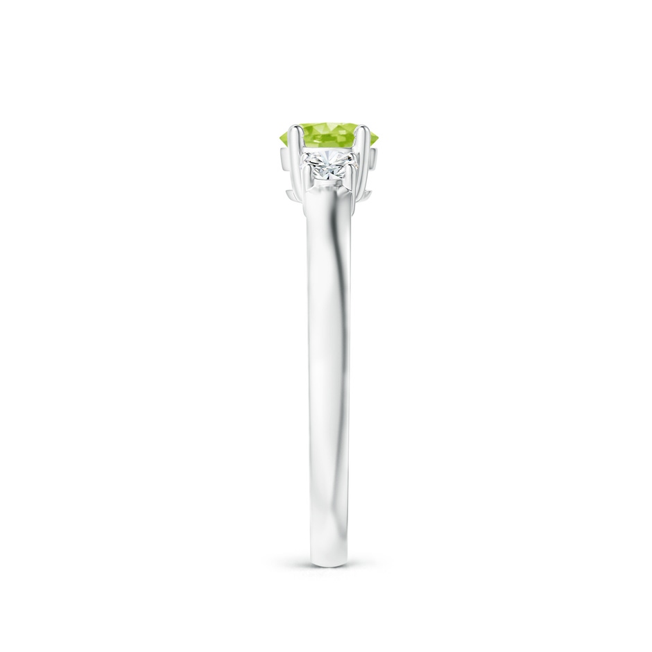5mm AA Classic Peridot and Diamond Three Stone Engagement Ring in White Gold side-2