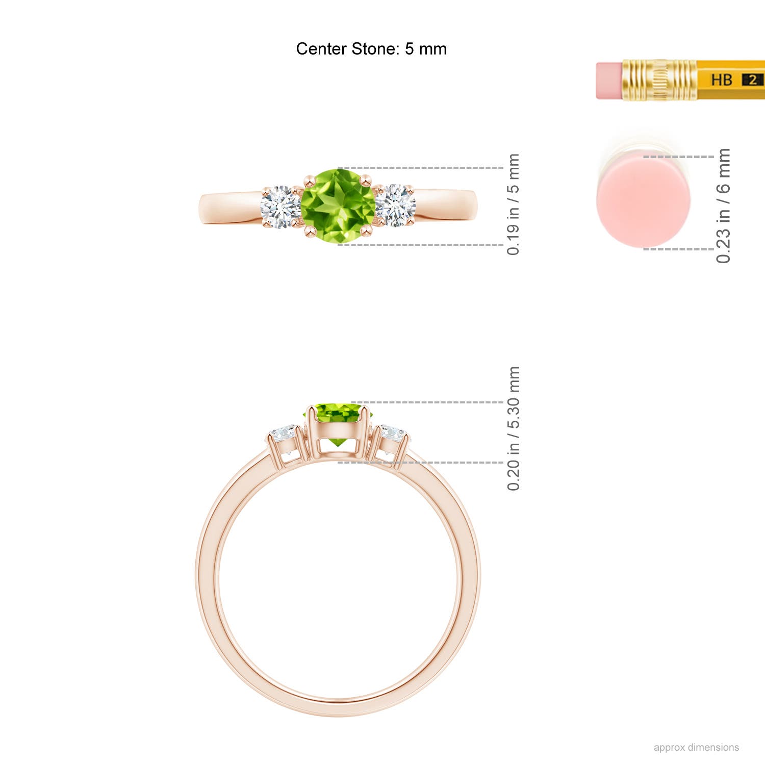 AAA - Peridot / 0.76 CT / 14 KT Rose Gold