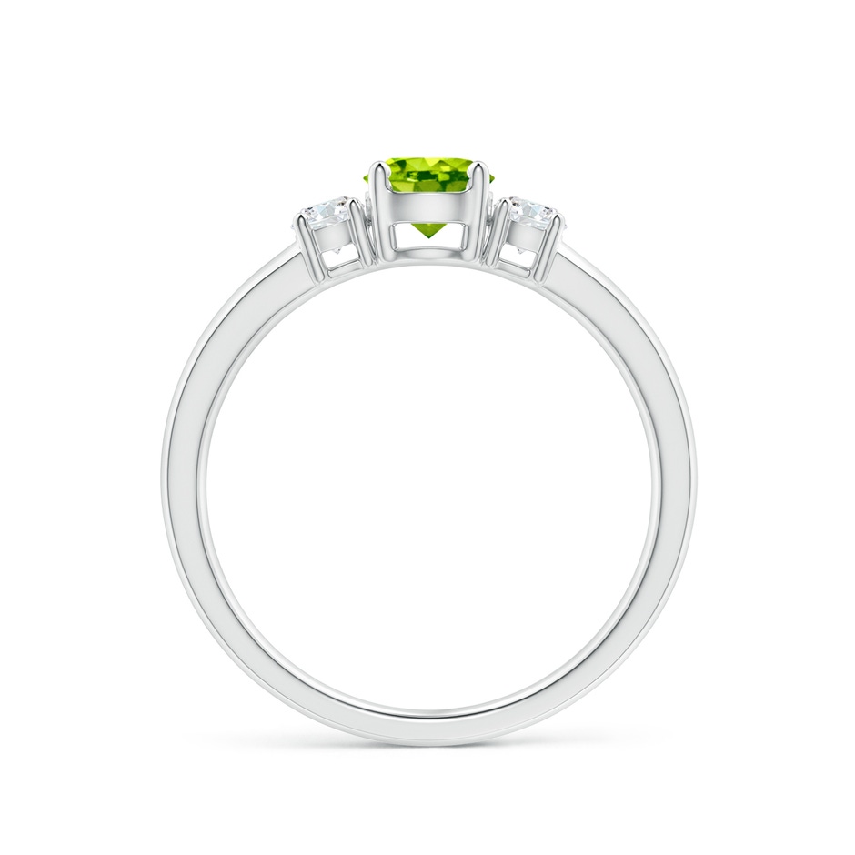 5mm AAA Classic Peridot and Diamond Three Stone Engagement Ring in White Gold side-1