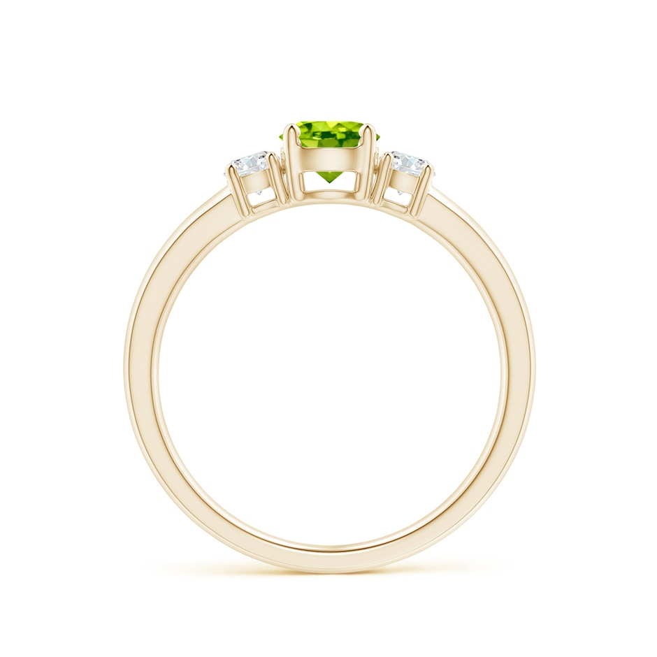 5mm AAA Classic Peridot and Diamond Three Stone Engagement Ring in Yellow Gold side-1