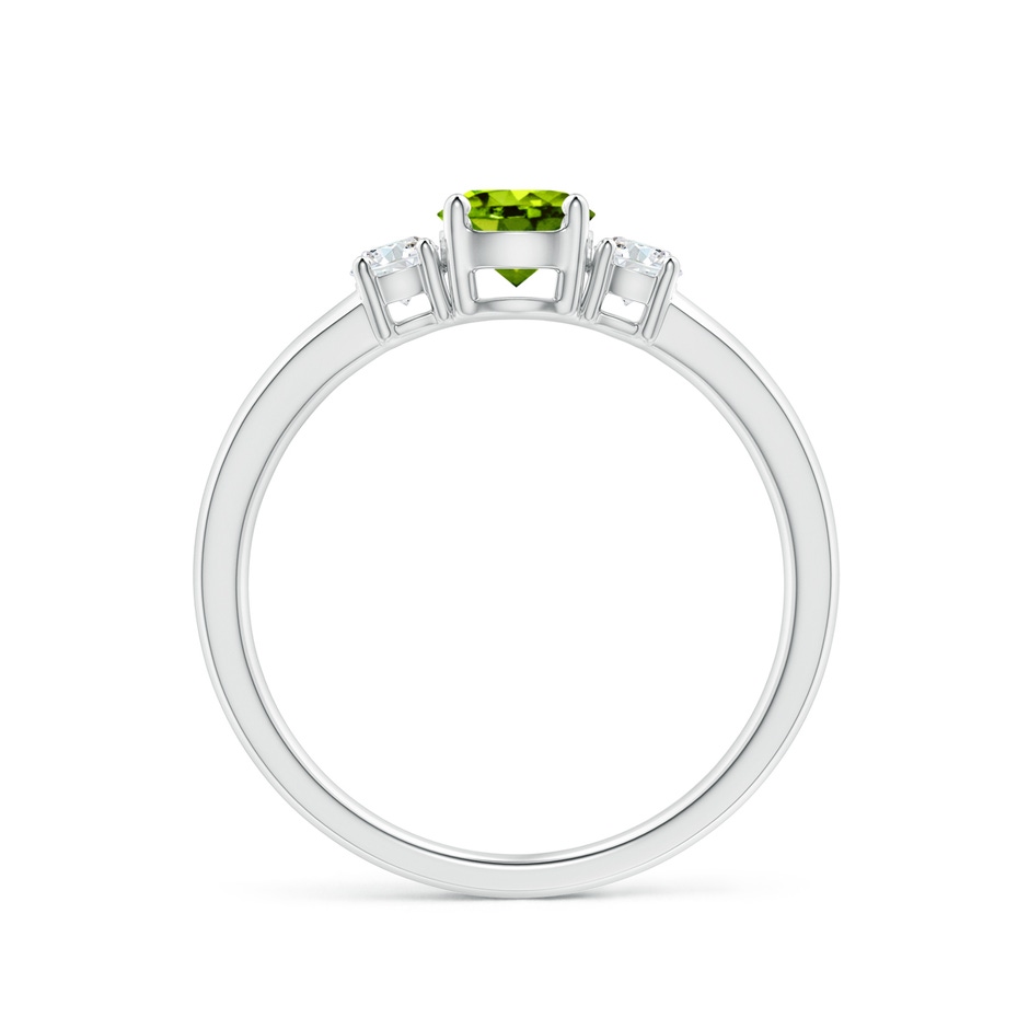 5mm AAAA Classic Peridot and Diamond Three Stone Engagement Ring in P950 Platinum side-1