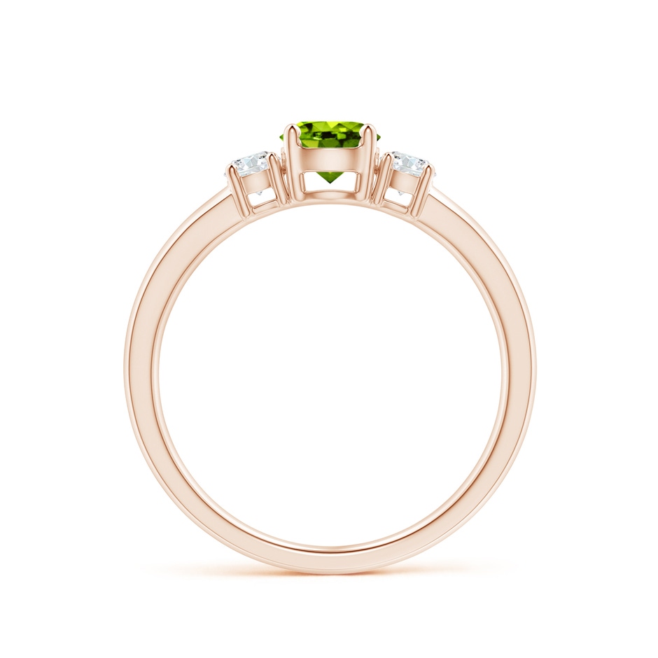 5mm AAAA Classic Peridot and Diamond Three Stone Engagement Ring in Rose Gold side-1