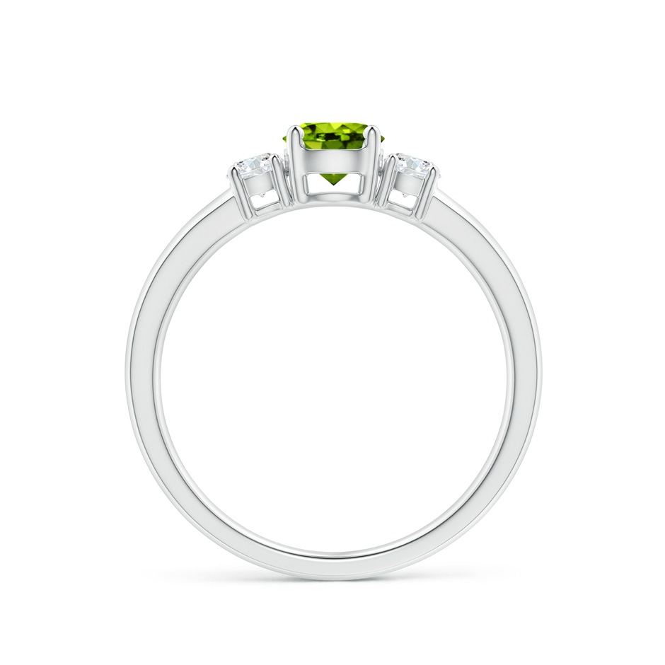 5mm AAAA Classic Peridot and Diamond Three Stone Engagement Ring in White Gold side-1