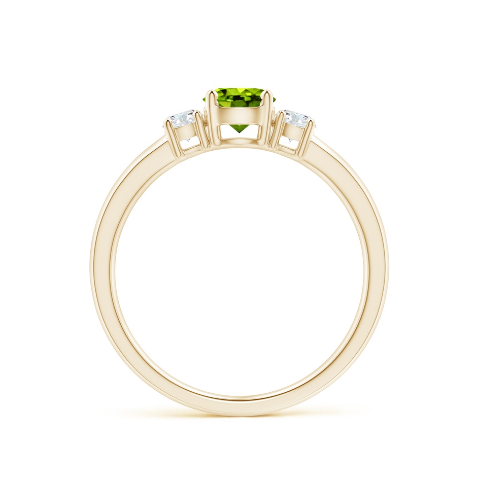 5mm AAAA Classic Peridot and Diamond Three Stone Engagement Ring in Yellow Gold side-1