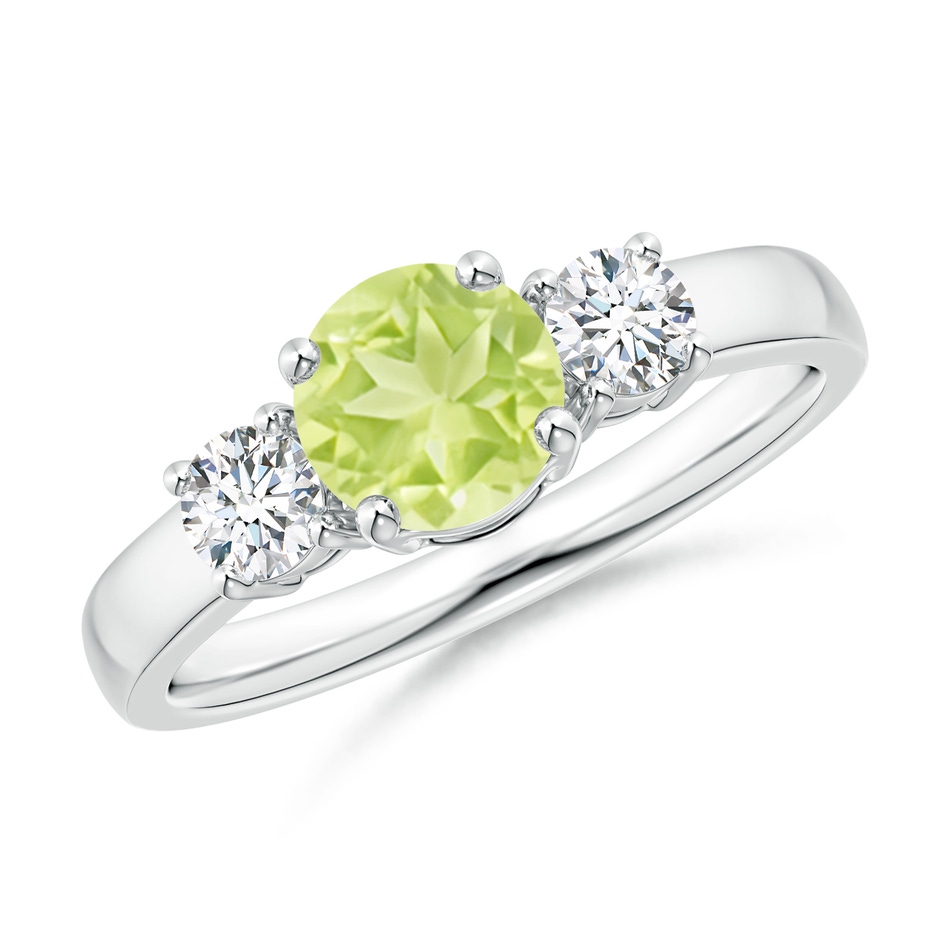 6mm A Classic Peridot and Diamond Three Stone Engagement Ring in P950 Platinum 