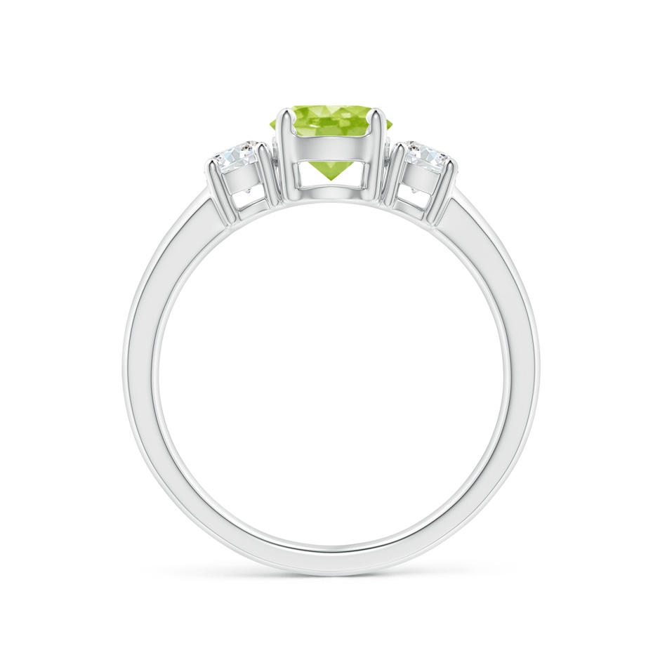 6mm AA Classic Peridot and Diamond Three Stone Engagement Ring in White Gold side-1