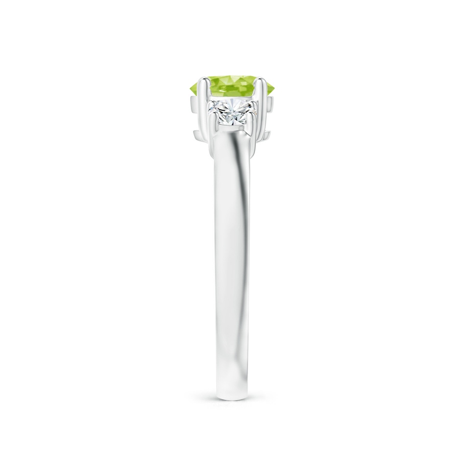 6mm AA Classic Peridot and Diamond Three Stone Engagement Ring in White Gold side-2