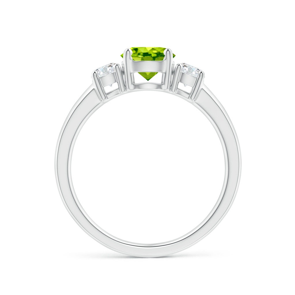 6mm AAA Classic Peridot and Diamond Three Stone Engagement Ring in White Gold Side-1