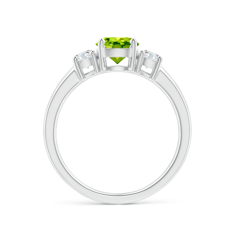 6mm AAA Classic Peridot and Diamond Three Stone Engagement Ring in White Gold side-1