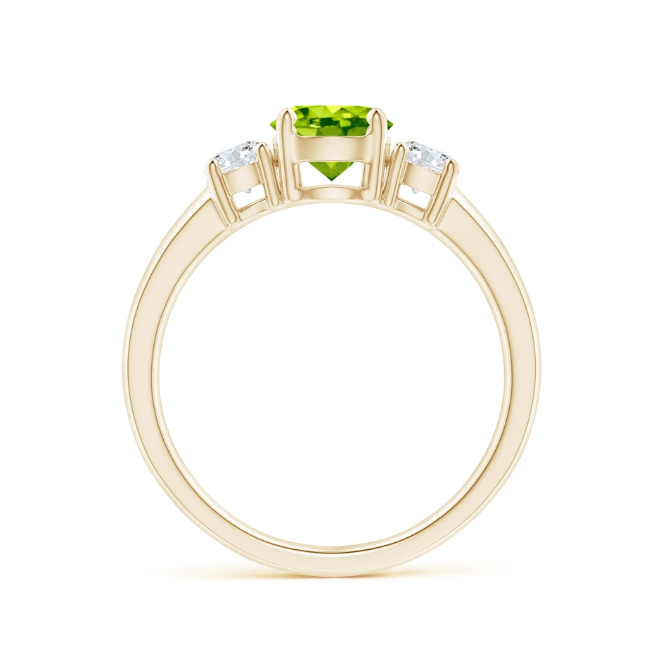 6mm AAA Classic Peridot and Diamond Three Stone Engagement Ring in Yellow Gold side-1