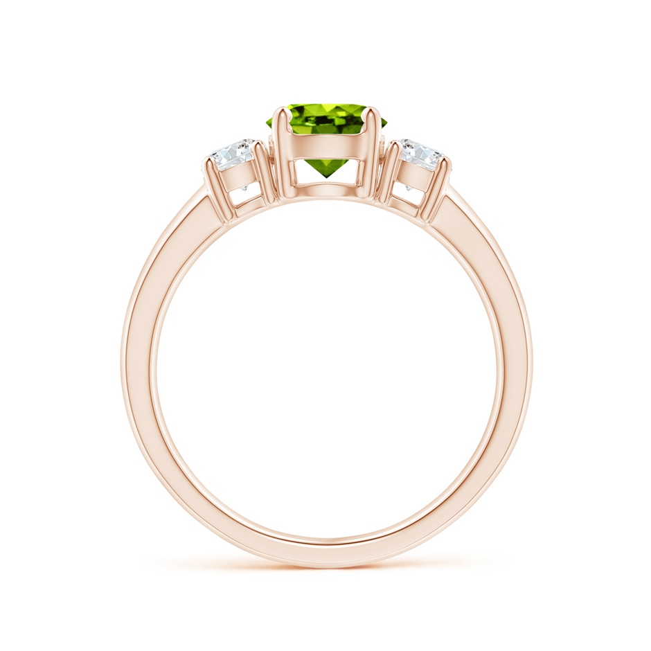 6mm AAAA Classic Peridot and Diamond Three Stone Engagement Ring in Rose Gold side-1