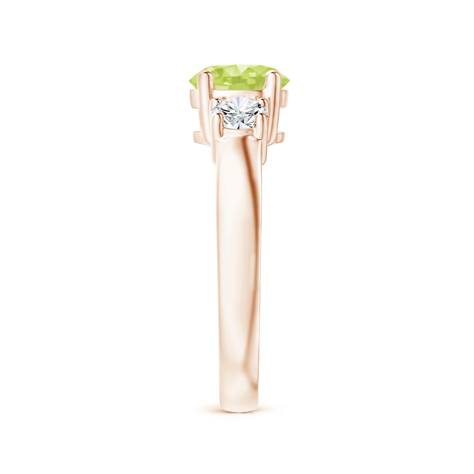 7mm A Classic Peridot and Diamond Three Stone Engagement Ring in Rose Gold side-2
