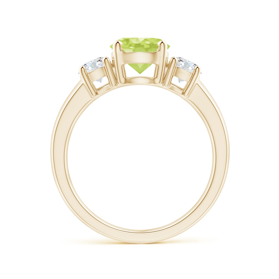 7mm A Classic Peridot and Diamond Three Stone Engagement Ring in Yellow Gold side-1