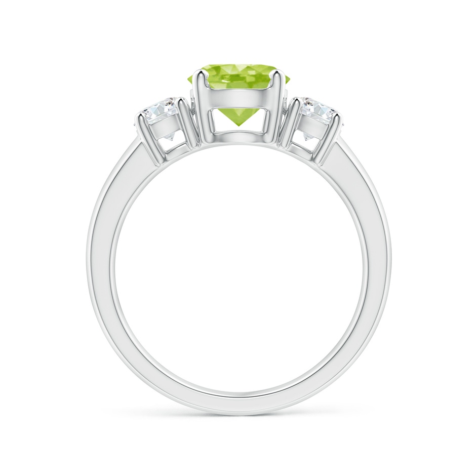 7mm AA Classic Peridot and Diamond Three Stone Engagement Ring in White Gold side-1