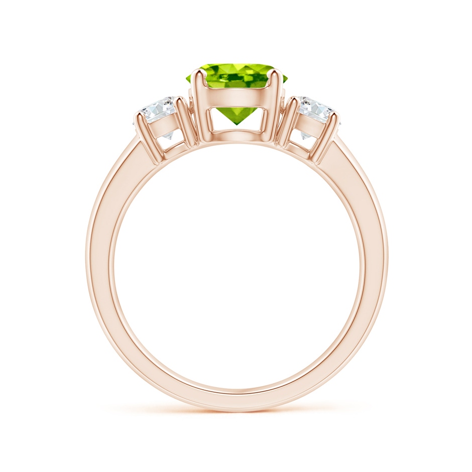 7mm AAA Classic Peridot and Diamond Three Stone Engagement Ring in Rose Gold side-1