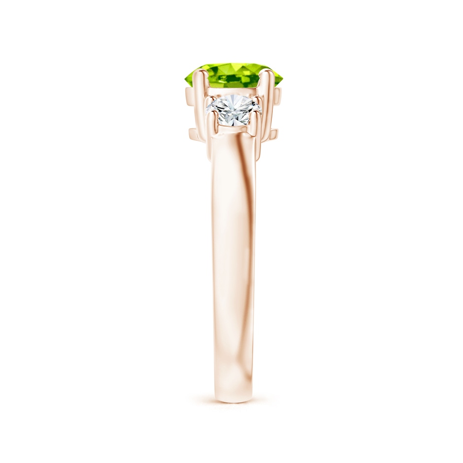 7mm AAA Classic Peridot and Diamond Three Stone Engagement Ring in Rose Gold side-2