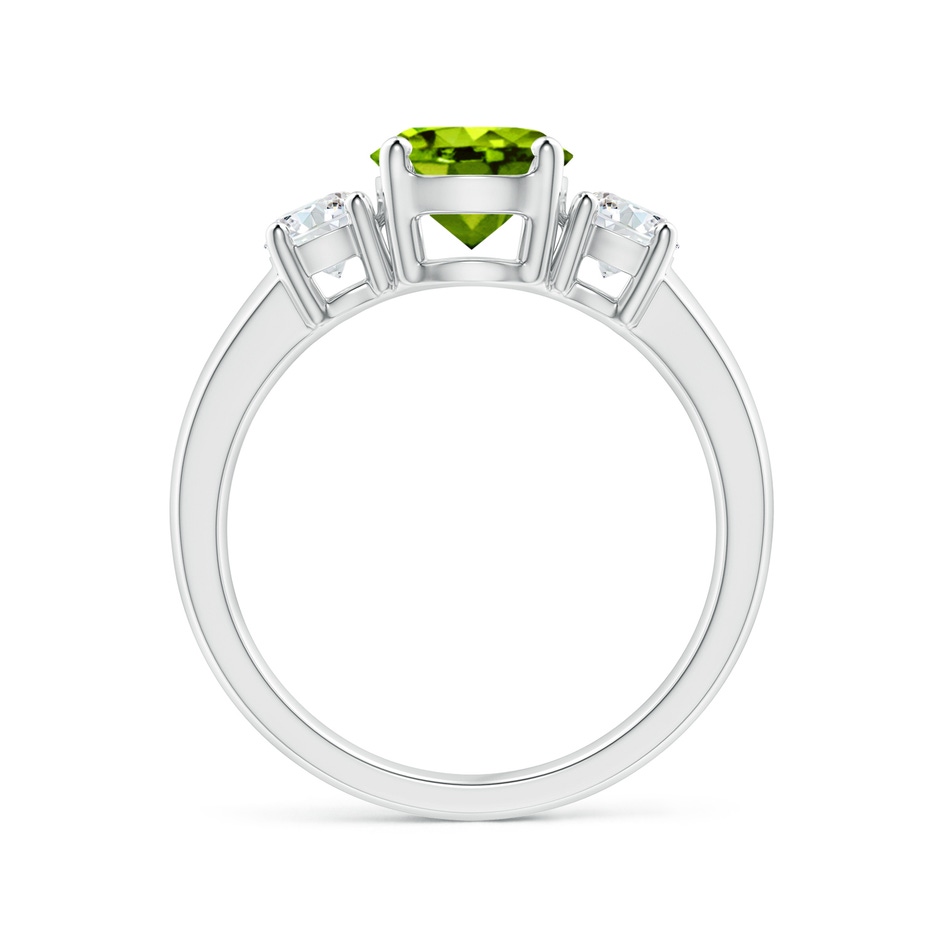 7mm AAAA Classic Peridot and Diamond Three Stone Engagement Ring in P950 Platinum side-1