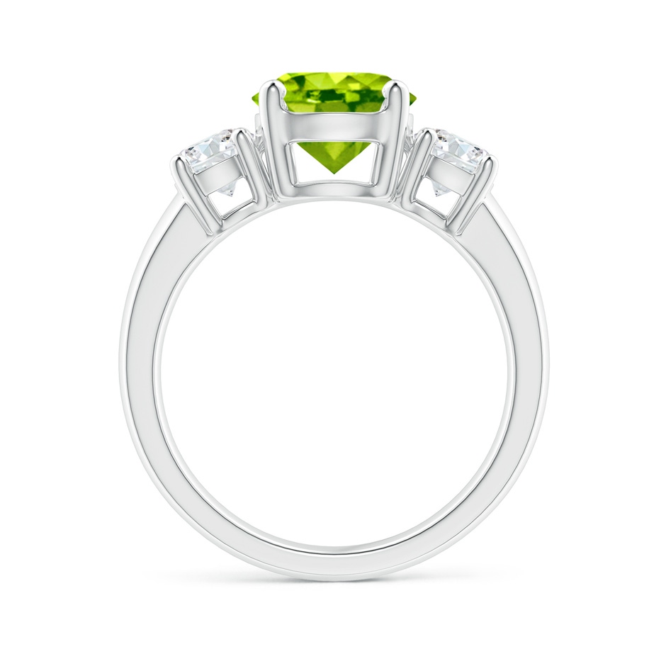 8mm AAA Classic Peridot and Diamond Three Stone Engagement Ring in White Gold side-1