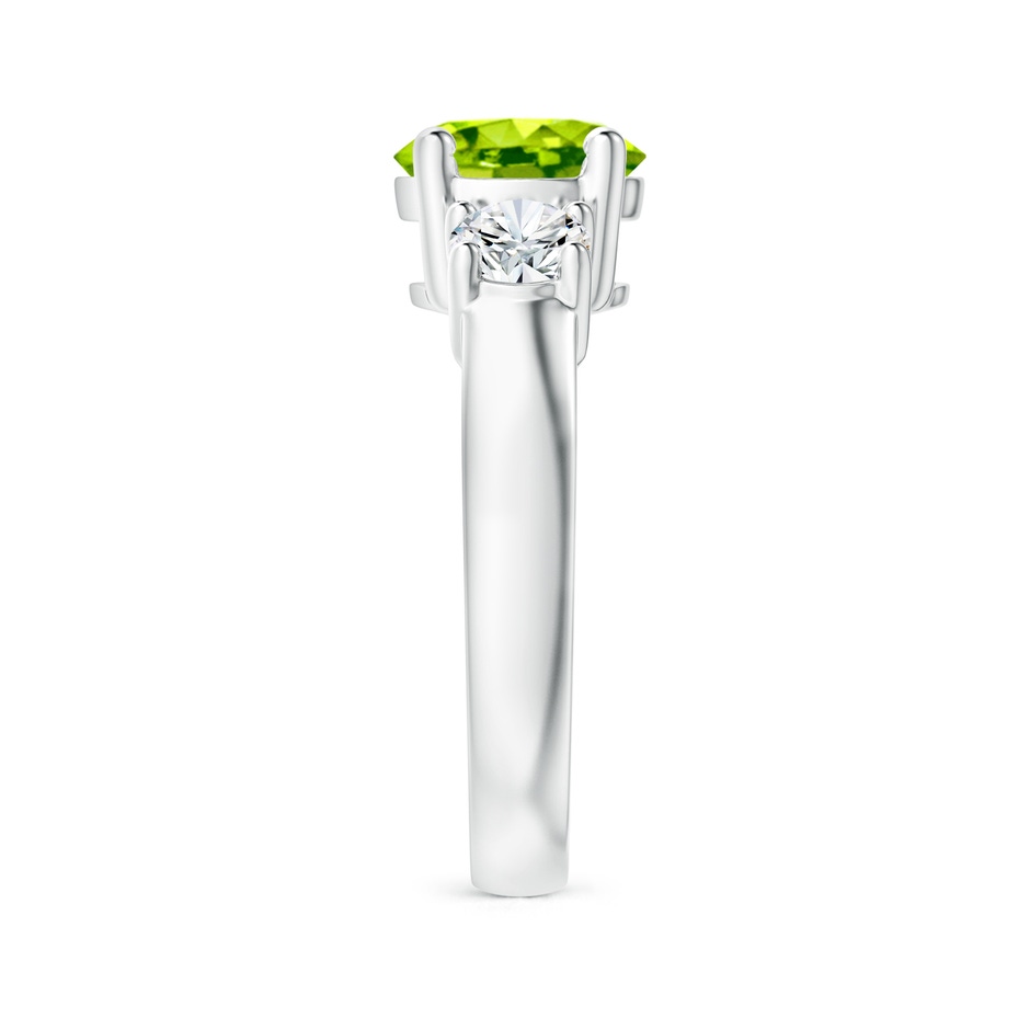 8mm AAA Classic Peridot and Diamond Three Stone Engagement Ring in White Gold side-2