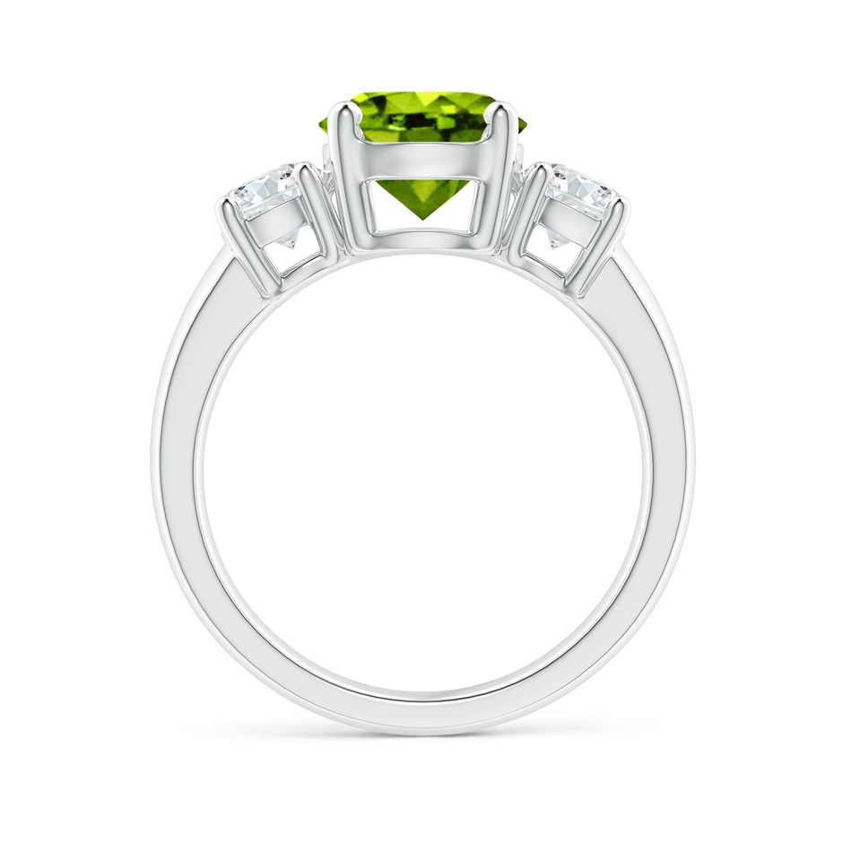 8mm AAAA Classic Peridot and Diamond Three Stone Engagement Ring in White Gold side-1