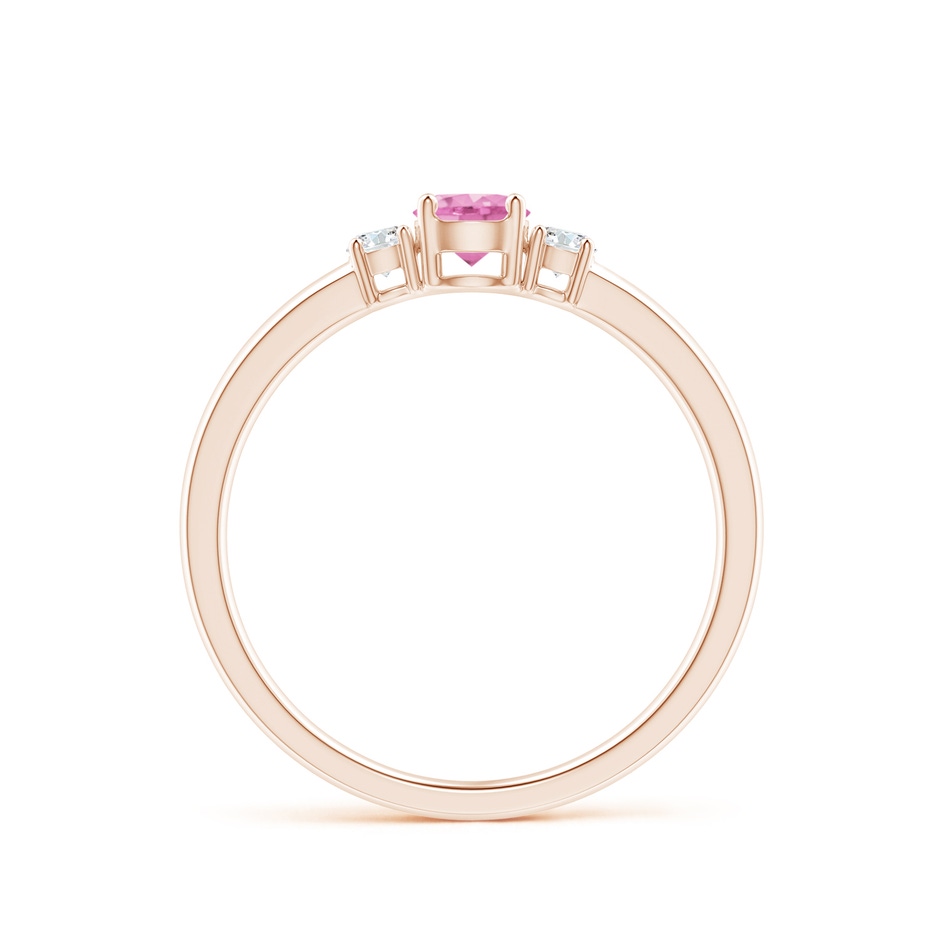 4mm A Classic Pink Sapphire and Diamond Three Stone Engagement Ring in Rose Gold side-1