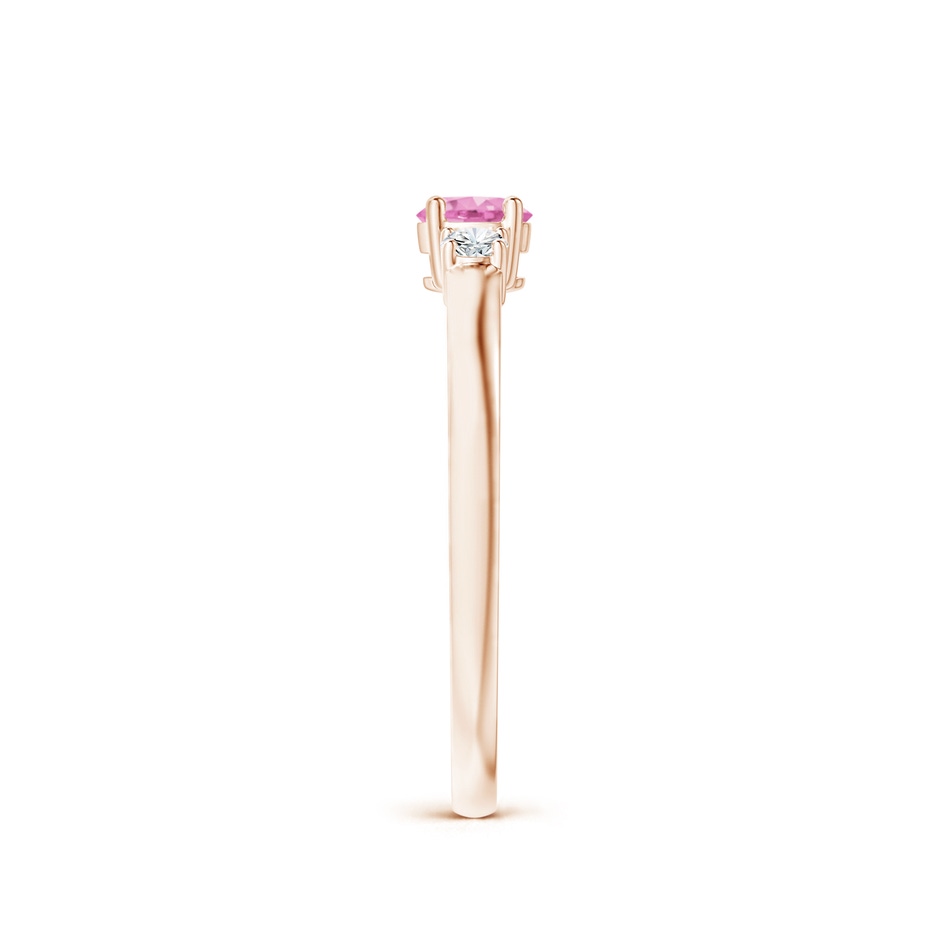 4mm A Classic Pink Sapphire and Diamond Three Stone Engagement Ring in Rose Gold side-2