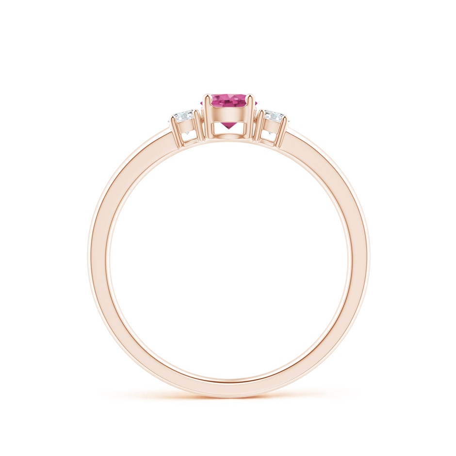 4mm AAAA Classic Pink Sapphire and Diamond Three Stone Engagement Ring in Rose Gold side-1