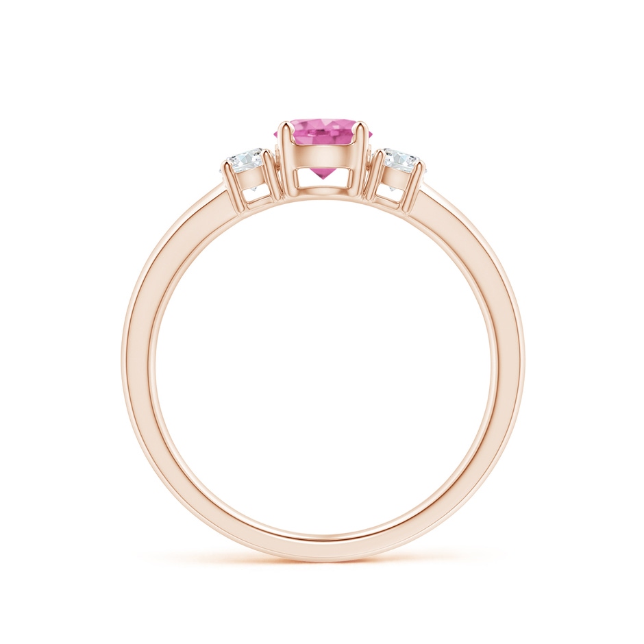 5mm AA Classic Pink Sapphire and Diamond Three Stone Engagement Ring in Rose Gold side-1