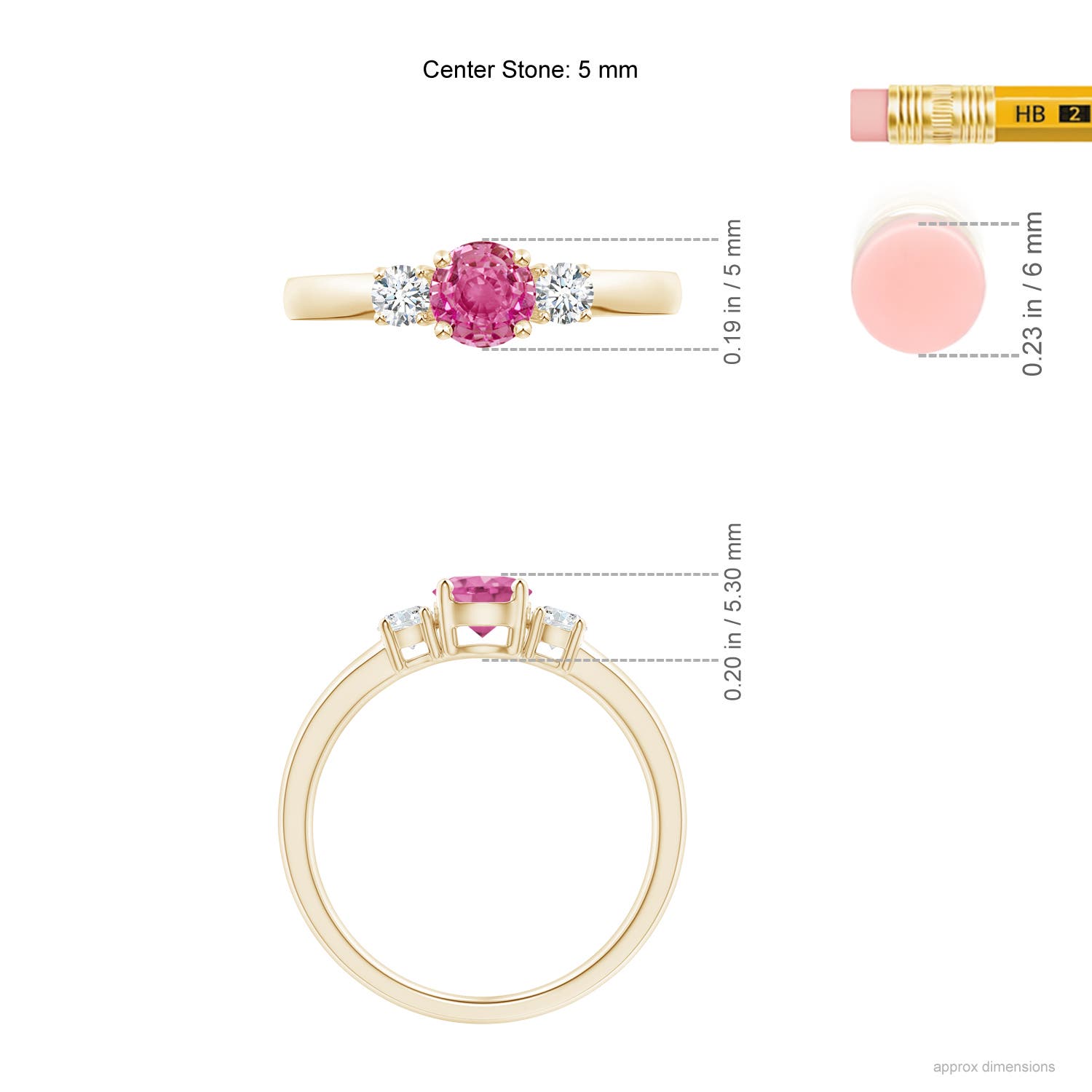 AAA - Pink Sapphire / 0.81 CT / 14 KT Yellow Gold