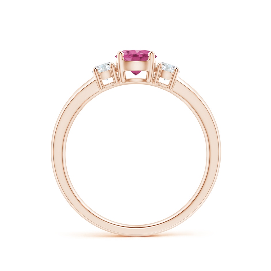 5mm AAAA Classic Pink Sapphire and Diamond Three Stone Engagement Ring in Rose Gold side-1