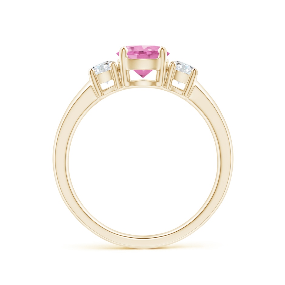 6mm A Classic Pink Sapphire and Diamond Three Stone Engagement Ring in Yellow Gold side-1
