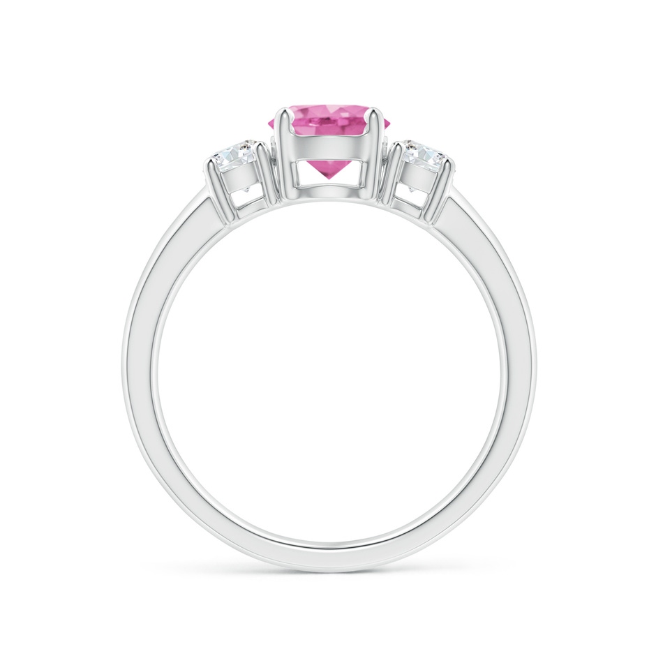 6mm AA Classic Pink Sapphire and Diamond Three Stone Engagement Ring in White Gold side-1