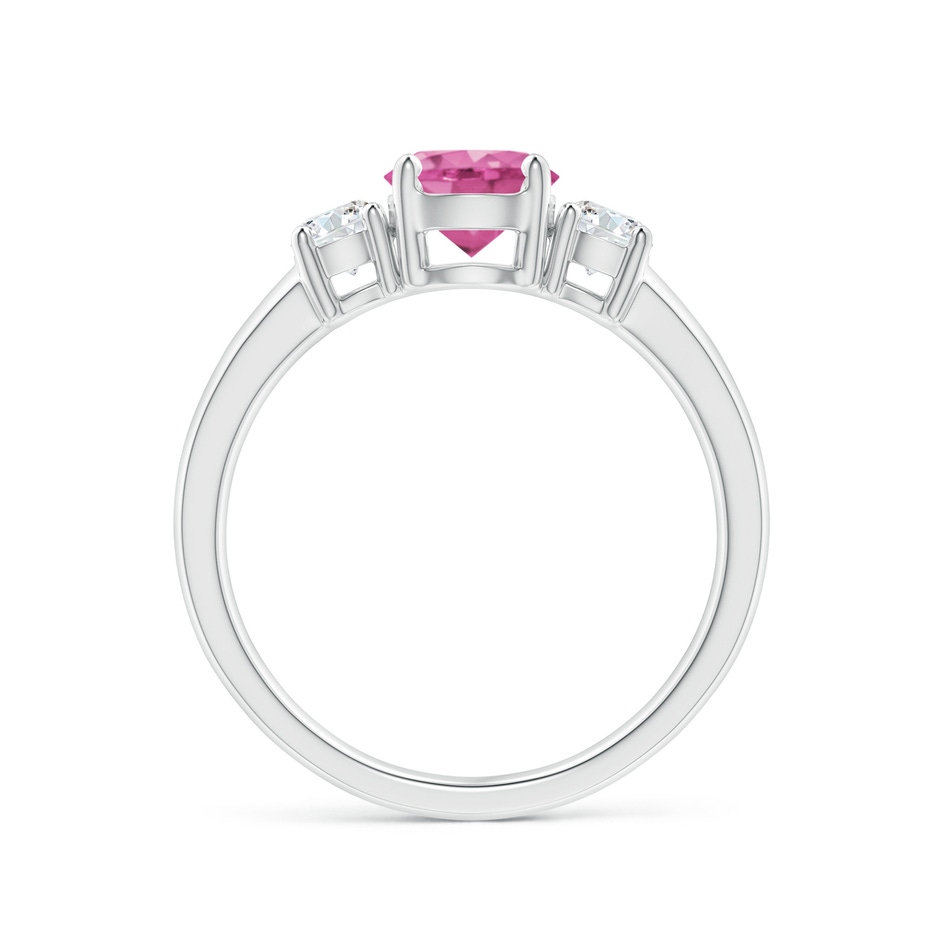 6mm AAA Classic Pink Sapphire and Diamond Three Stone Engagement Ring in White Gold side-1