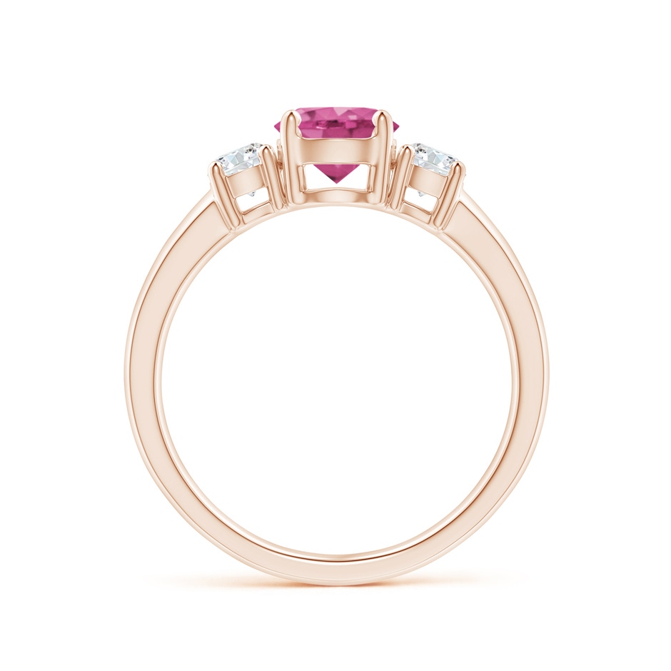 6mm AAAA Classic Pink Sapphire and Diamond Three Stone Engagement Ring in Rose Gold side-1