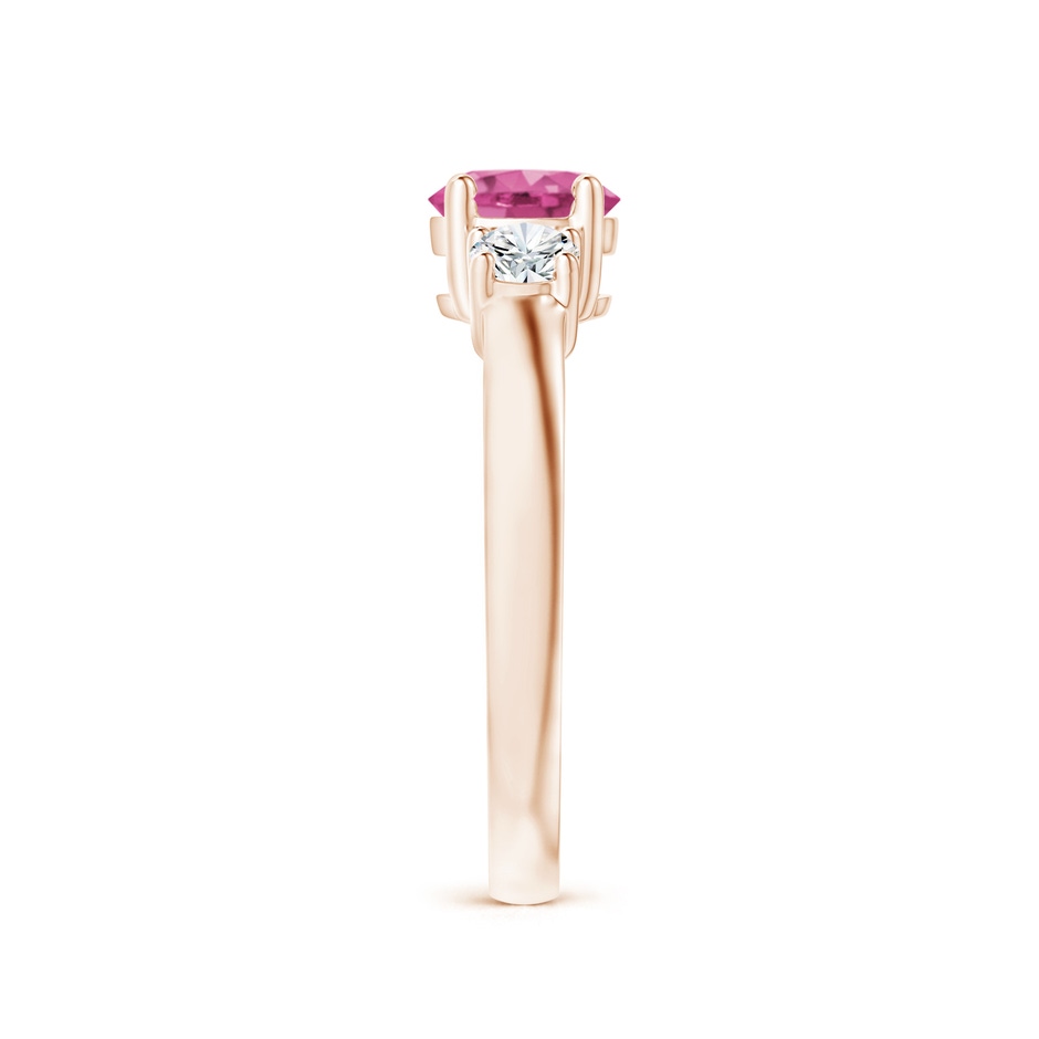 6mm AAAA Classic Pink Sapphire and Diamond Three Stone Engagement Ring in Rose Gold side-2