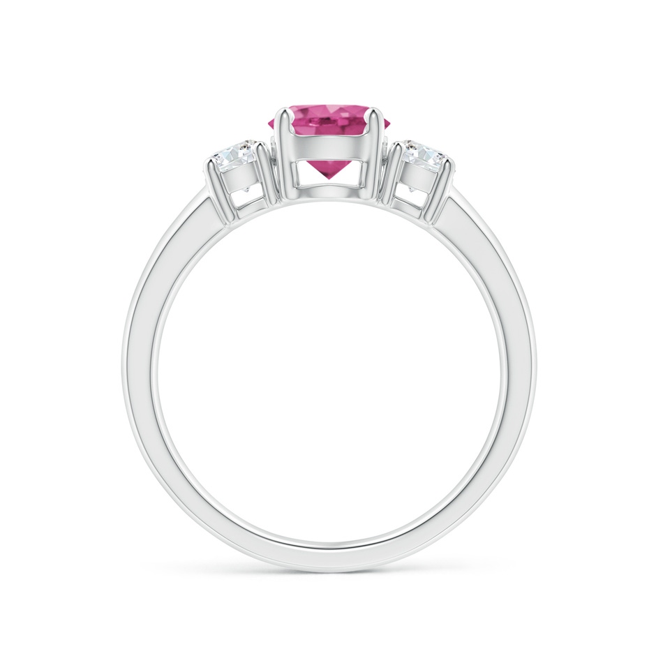 6mm AAAA Classic Pink Sapphire and Diamond Three Stone Engagement Ring in White Gold side-1