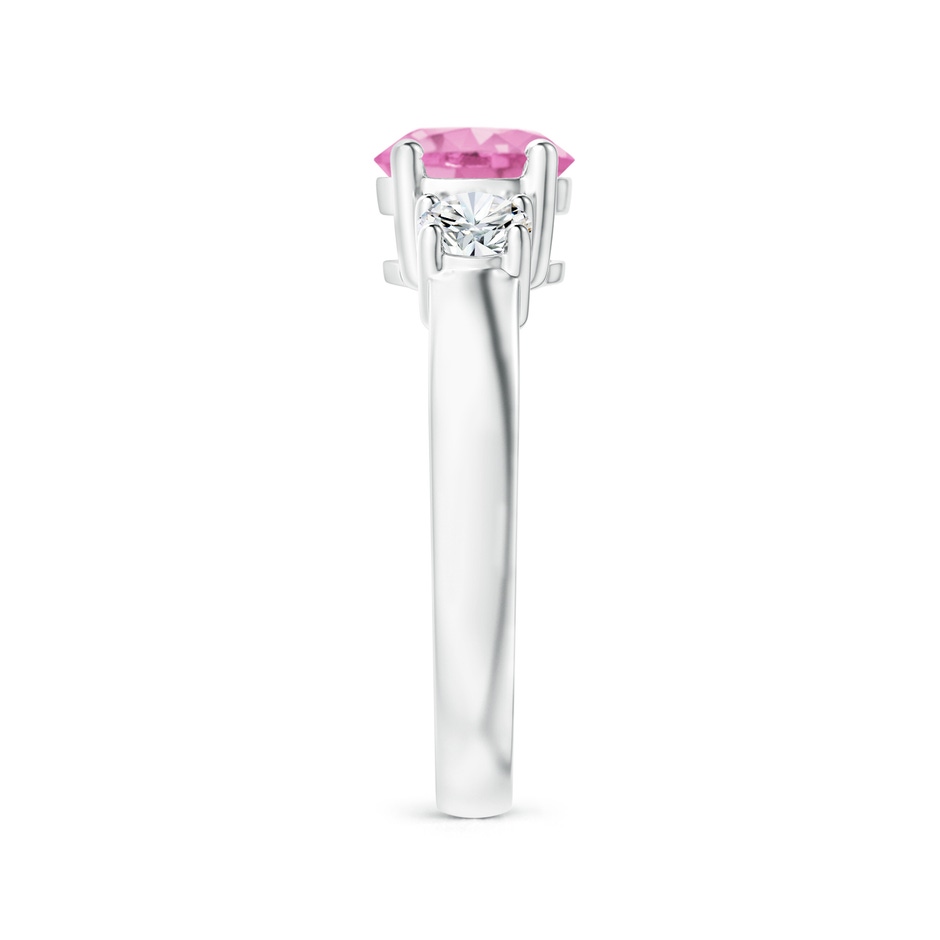 7mm A Classic Pink Sapphire and Diamond Three Stone Engagement Ring in White Gold side-2