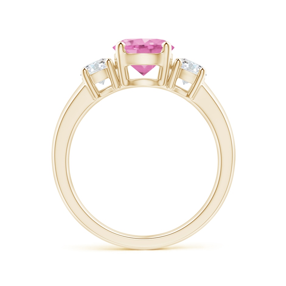 7mm A Classic Pink Sapphire and Diamond Three Stone Engagement Ring in Yellow Gold side-1